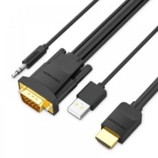 Εικόνα της Καλώδιο Vention HDMI to VGA with Audio Output & USB Power Supply 3m Black ABIBI