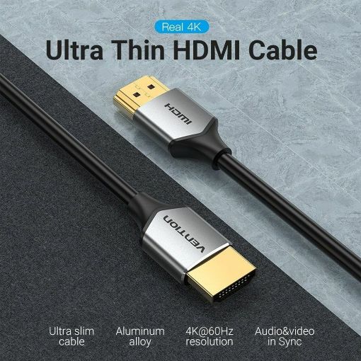 Εικόνα της Καλώδιο Vention Ultra Thin HDMI Male to Male 0.5m Gray ALEHD