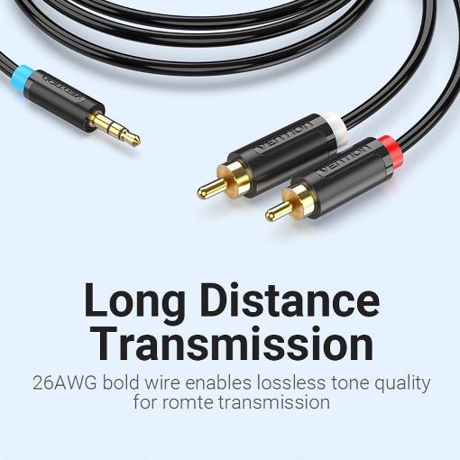 Εικόνα της Καλώδιο Vention 3.5mm to 2 x RCA M/M 5m Black BCLBJ