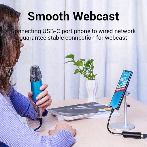 Εικόνα της Adapter Vention USB-C to RJ45 Ethernet Gigabit 0.15m Black CFBBB