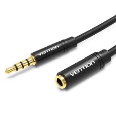 Εικόνα της Καλώδιο Προέκτασης Vention 3.5mm M/F 3m Black Cotton Braided BHBBI