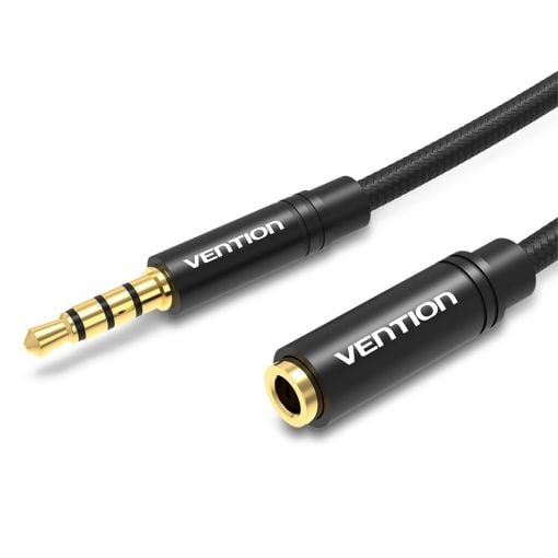 Εικόνα της Καλώδιο Προέκτασης Vention 3.5mm M/F 5m Black Cotton Braided BHBBJ