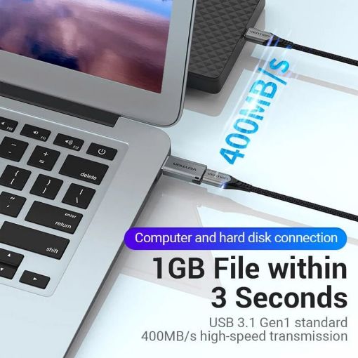 Εικόνα της Adapter Vention USB 3.0 to Type-C Aluminum Gray CDPH0