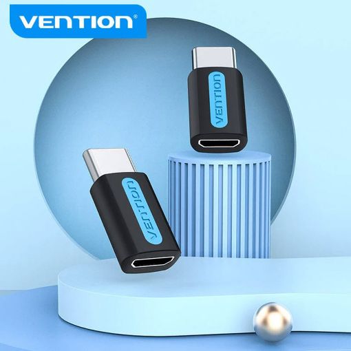 Εικόνα της Adapter Vention Type-C to Micro USB 2.0 B PVC Black CDXB0
