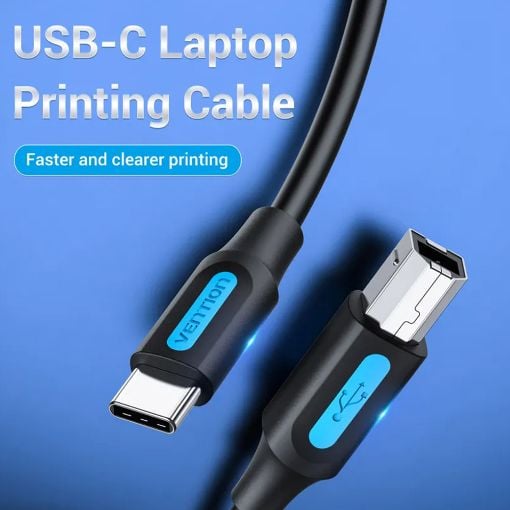 Εικόνα της Καλώδιο Vention USB-C 2.0 to USB-B 2A Print 2m Black CQUBH