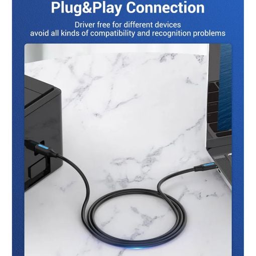Εικόνα της Καλώδιο Vention USB-C 2.0 to USB-B 2A Print 2m Black CQUBH