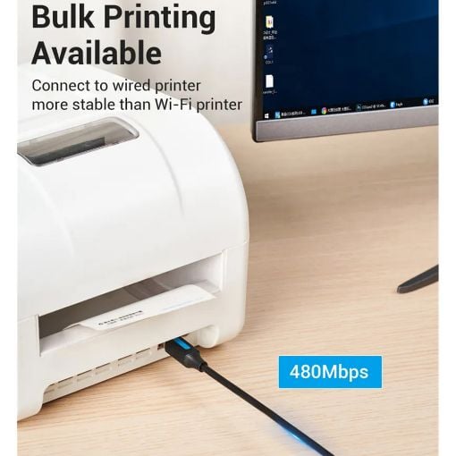 Εικόνα της Καλώδιο Vention USB-C 2.0 to USB-B 2A Print 2m Black CQUBH