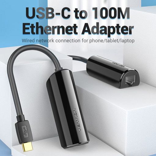 Εικόνα της Adapter Vention USB-C to RJ45 Ethernet 0.15m Black CFABB