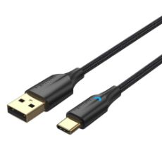 Εικόνα της Καλώδιο Vention USB-A 2.0 to USB-C M/M Braided LED 3m Black CTFBI