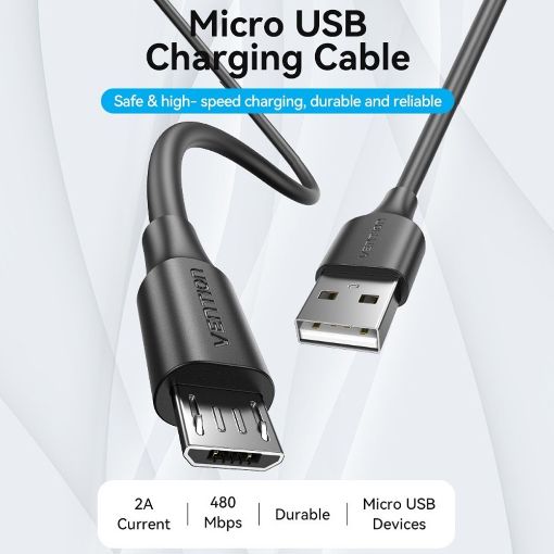 Εικόνα της Καλώδιο Vention USB-A 2.0 to Micro USB-B 3m Black CTIBI