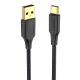 Εικόνα της Καλώδιο Vention USB-A 2.0 to USB-C M/M Braided LED 1m Black CTFBF