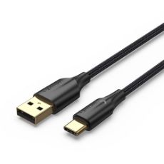 Εικόνα της Καλώδιο Vention USB-A 2.0 to USB-C M/M Braided LED 1m Black CTFBF