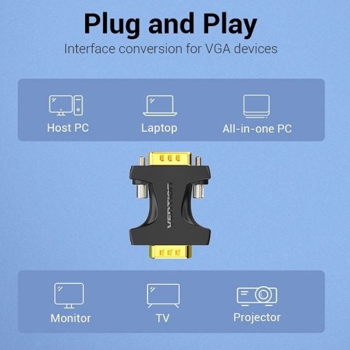 Εικόνα της Adapter Vention VGA Male to Male Black DDEB0