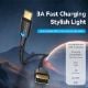 Εικόνα της Καλώδιο Vention USB-A 2.0 to USB-C M/M Braided LED 0.5m Black CTFBD