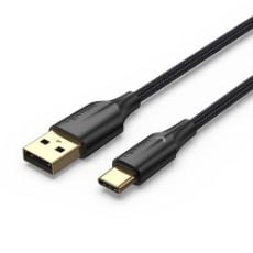 Εικόνα της Καλώδιο Vention USB-A 2.0 to USB-C M/M Braided LED 0.5m Black CTFBD