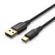Εικόνα της Καλώδιο Vention USB-A 2.0 to USB-C M/M Braided LED 0.5m Black CTFBD