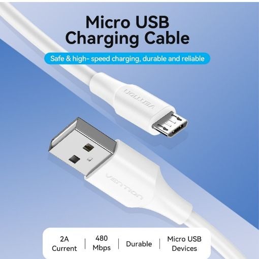 Εικόνα της Καλώδιο Vention USB-A 2.0 to Micro USB-B 1.5m White CTIWG