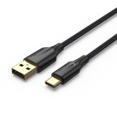 Εικόνα της Καλώδιο Vention USB-A 2.0 to USB-C M/M Braided LED 0.25m Black CTFBC