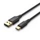 Εικόνα της Καλώδιο Vention USB-A 2.0 to USB-C M/M Braided LED 0.25m Black CTFBC