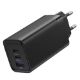 Εικόνα της Φορτιστής Vention GaN USB-A & USB-C 65W Black FEDB0-EU
