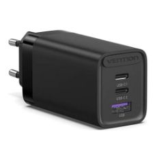 Εικόνα της Φορτιστής Vention GaN USB-A & USB-C 65W Black FEDB0-EU
