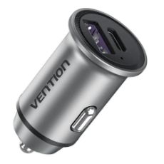 Εικόνα της Φορτιστής Αυτοκινήτου Vention USB-A & USB-C 30W Aluminium Gray FFFH0