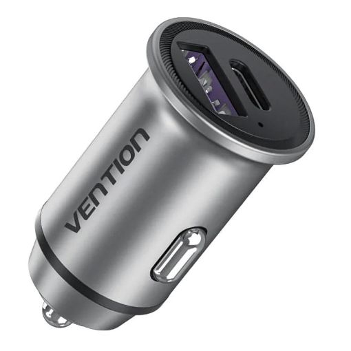 Εικόνα της Φορτιστής Αυτοκινήτου Vention USB-A & USB-C 30W Aluminium Gray FFFH0