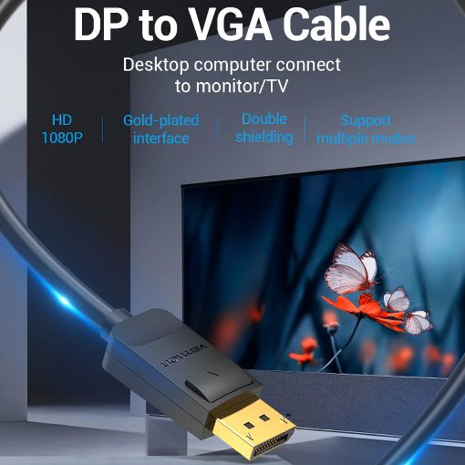 Εικόνα της Καλώδιο Vention DisplayPort to VGA 1.5m Black HBLBG