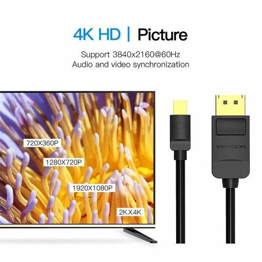 Εικόνα της Καλώδιο Vention Mini DisplayPort to DisplayPort 3m Black HAABI