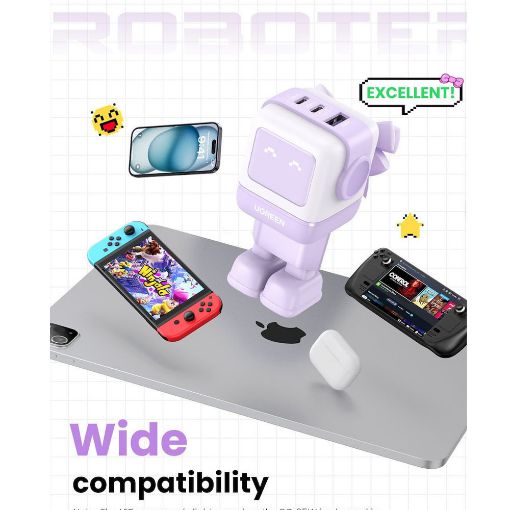 Εικόνα της Φορτιστής Ugreen CD361 Robot GaN 65W Purple 35291