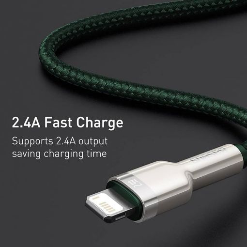 Εικόνα της Καλώδιο Baseus Cafule USB-A to Lightning 2.4A 1m Green/Silver CALJK-A06