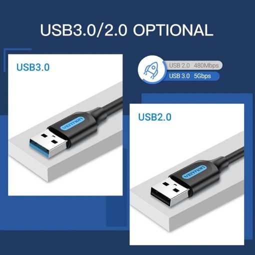 Εικόνα της Καλώδιο Vention USB-A 3.0 M/M 1.5m Black CONBG