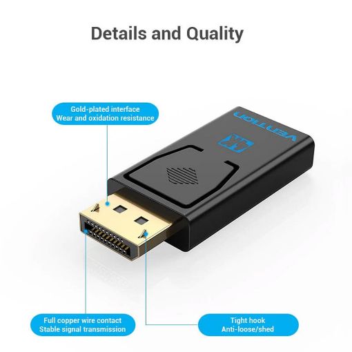 Εικόνα της Adapter Vention DisplayPort to HDMI M/F Black HBMB0