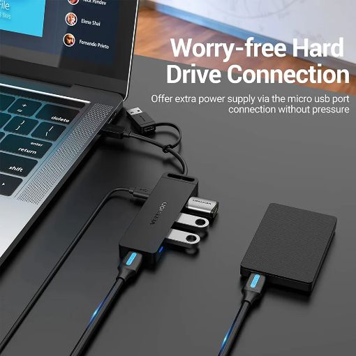 Εικόνα της USB Hub Vention 4-Port USB 3.0 0.15m Black CHTBB