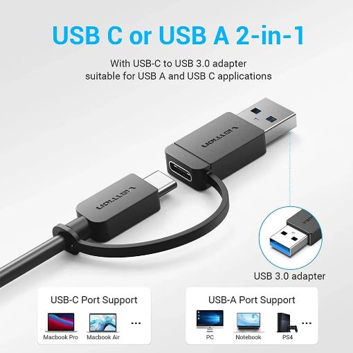 Εικόνα της USB Hub Vention 4-Port USB 3.0 0.15m Black CHTBB