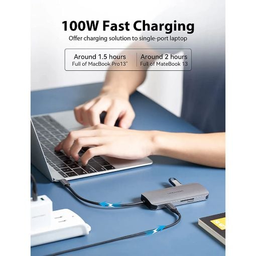 Εικόνα της Docking Station Vention USB-C 7-Port 0.15m Aluminum Gray TOJHB