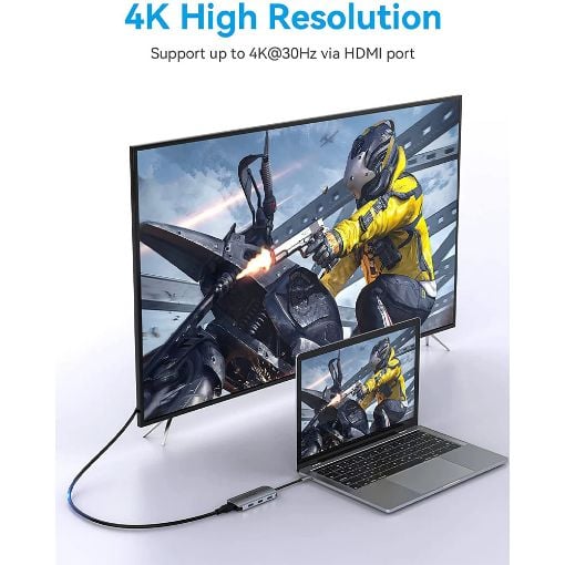 Εικόνα της Docking Station Vention USB-C 7-Port 0.15m Aluminum Gray TOJHB