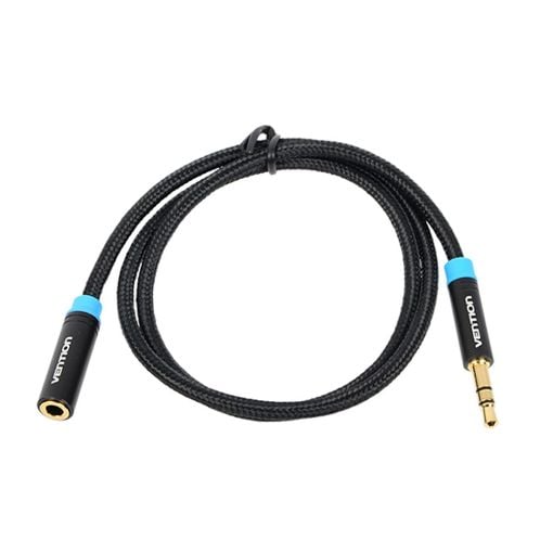 Εικόνα της Καλώδιο Επέκτασης Vention 3.5mm M/F 5m Cotton Braided Black VAB-B06-B500-M