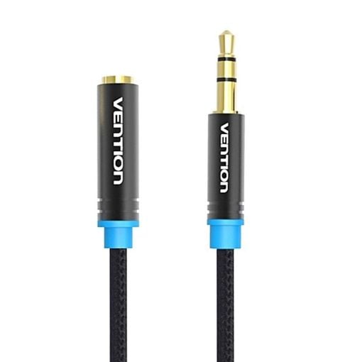 Εικόνα της Καλώδιο Επέκτασης Vention 3.5mm M/F 5m Cotton Braided Black VAB-B06-B500-M