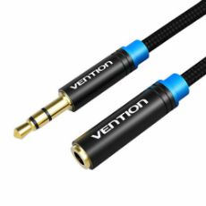 Εικόνα της Καλώδιο Επέκτασης Vention 3.5mm M/F 5m Cotton Braided Black VAB-B06-B500-M