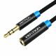 Εικόνα της Καλώδιο Επέκτασης Vention 3.5mm M/F 5m Cotton Braided Black VAB-B06-B500-M