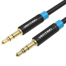 Εικόνα της Καλώδιο Vention High-End Series 3.5mm M/M 2m Cotton Braided Black P350AC200-B-M