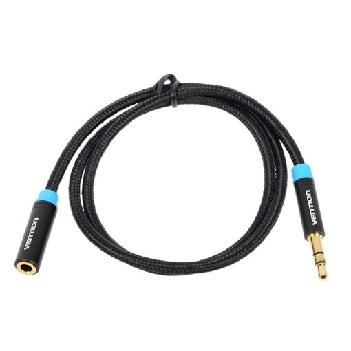 Εικόνα της Καλώδιο Επέκτασης Vention 3.5mm M/F 2m Cotton Braided Black VAB-B06-B200-M