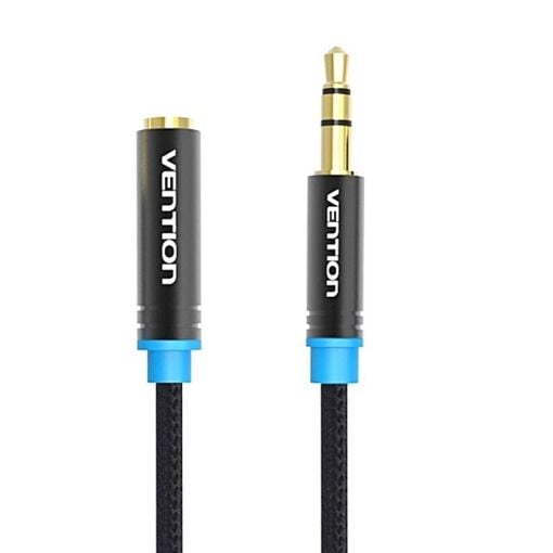 Εικόνα της Καλώδιο Επέκτασης Vention 3.5mm M/F 2m Cotton Braided Black VAB-B06-B200-M