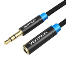 Εικόνα της Καλώδιο Επέκτασης Vention 3.5mm M/F 2m Cotton Braided Black VAB-B06-B200-M
