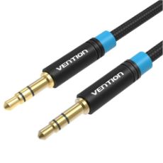 Εικόνα της Καλώδιο Vention High-End Series 3.5mm M/M 1m Cotton Braided Black P350AC100-B-M