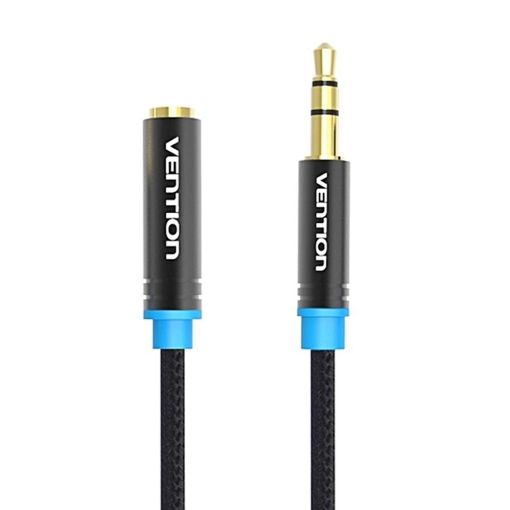 Εικόνα της Καλώδιο Επέκτασης Vention 3.5mm M/F 1.5m Cotton Braided Black VAB-B06-B150-M