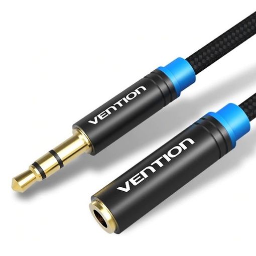 Εικόνα της Καλώδιο Επέκτασης Vention 3.5mm M/F 1.5m Cotton Braided Black VAB-B06-B150-M