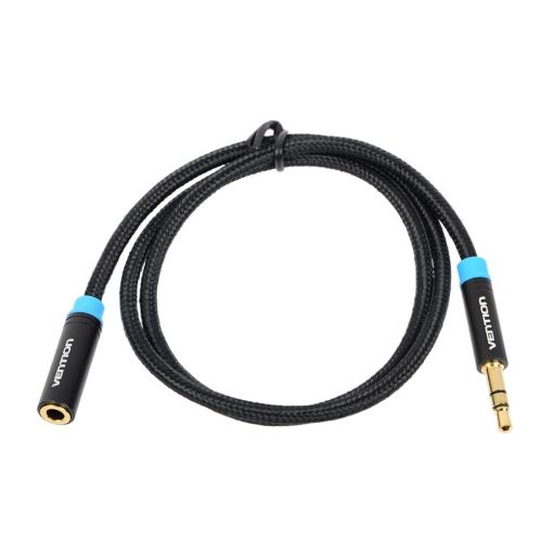 Εικόνα της Καλώδιο Επέκτασης Vention 3.5mm M/F 1m Cotton Braided Black VAB-B06-B100-M