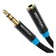 Εικόνα της Καλώδιο Επέκτασης Vention 3.5mm M/F 0.5m Cotton Braided Black VAB-B06-B050-M